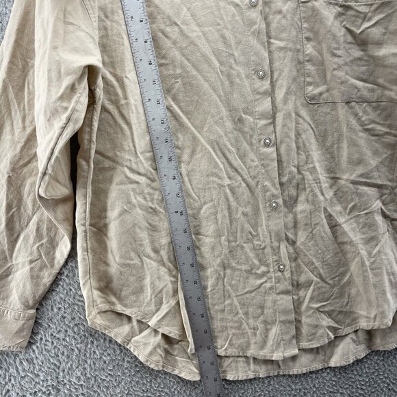 Loft Womens Button Up Large Tan Beige‎ Linen Blend Long Sleeve New Lagenlook New - Picture 9 of 12